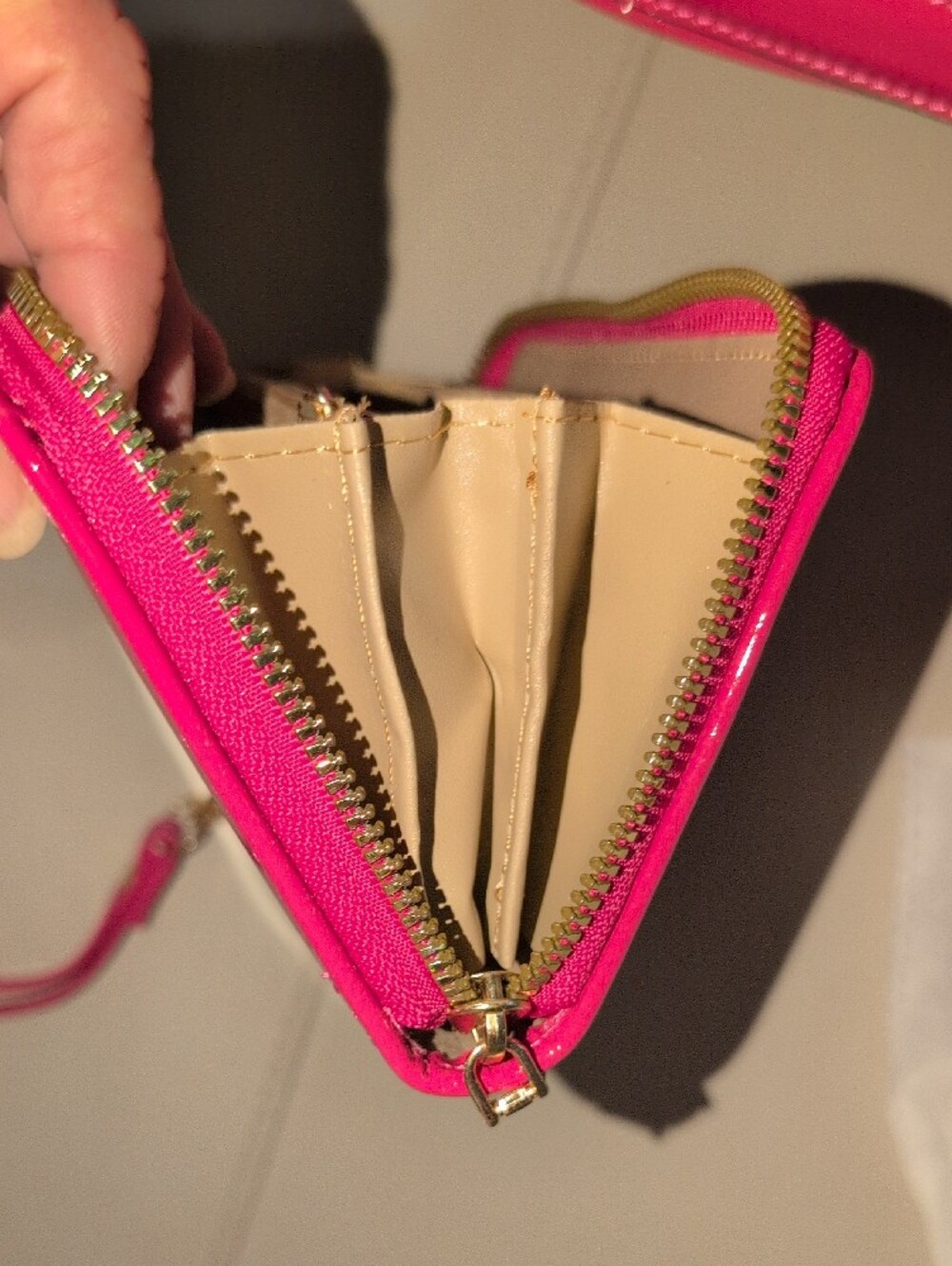 Hot Pink Patent Leather Top-Handle Bag with Wristlet And Crossbody Strap - Picture 14 of 16